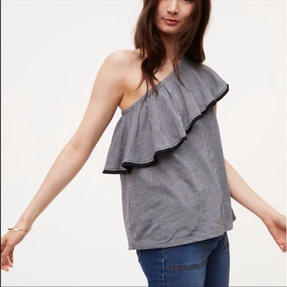 LOFT Stripe One Shoulder Top